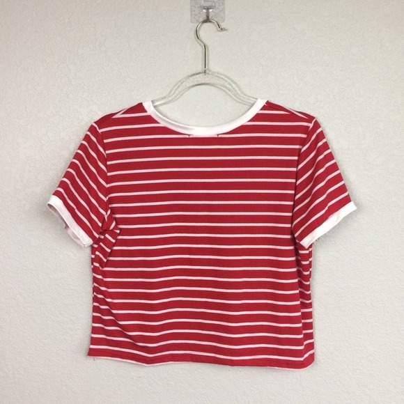 Red & White Stripe Crop Crewneck Sz XL - Picture 4 of 4